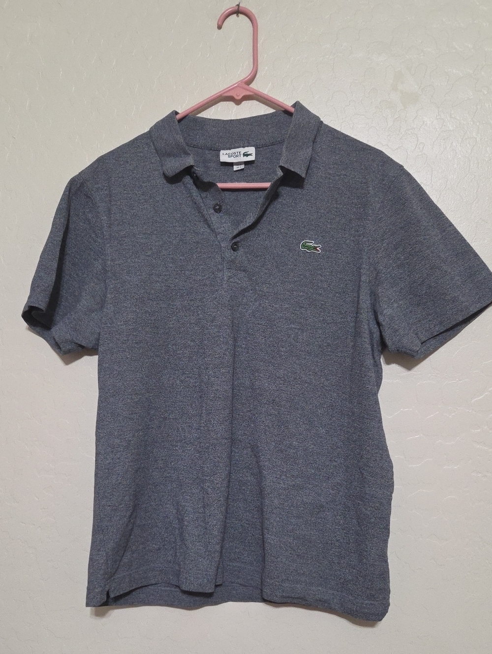 Lacoste Sport Menโs Large Gray Polo Shirt Embroidered Crocodile Logo Cotton